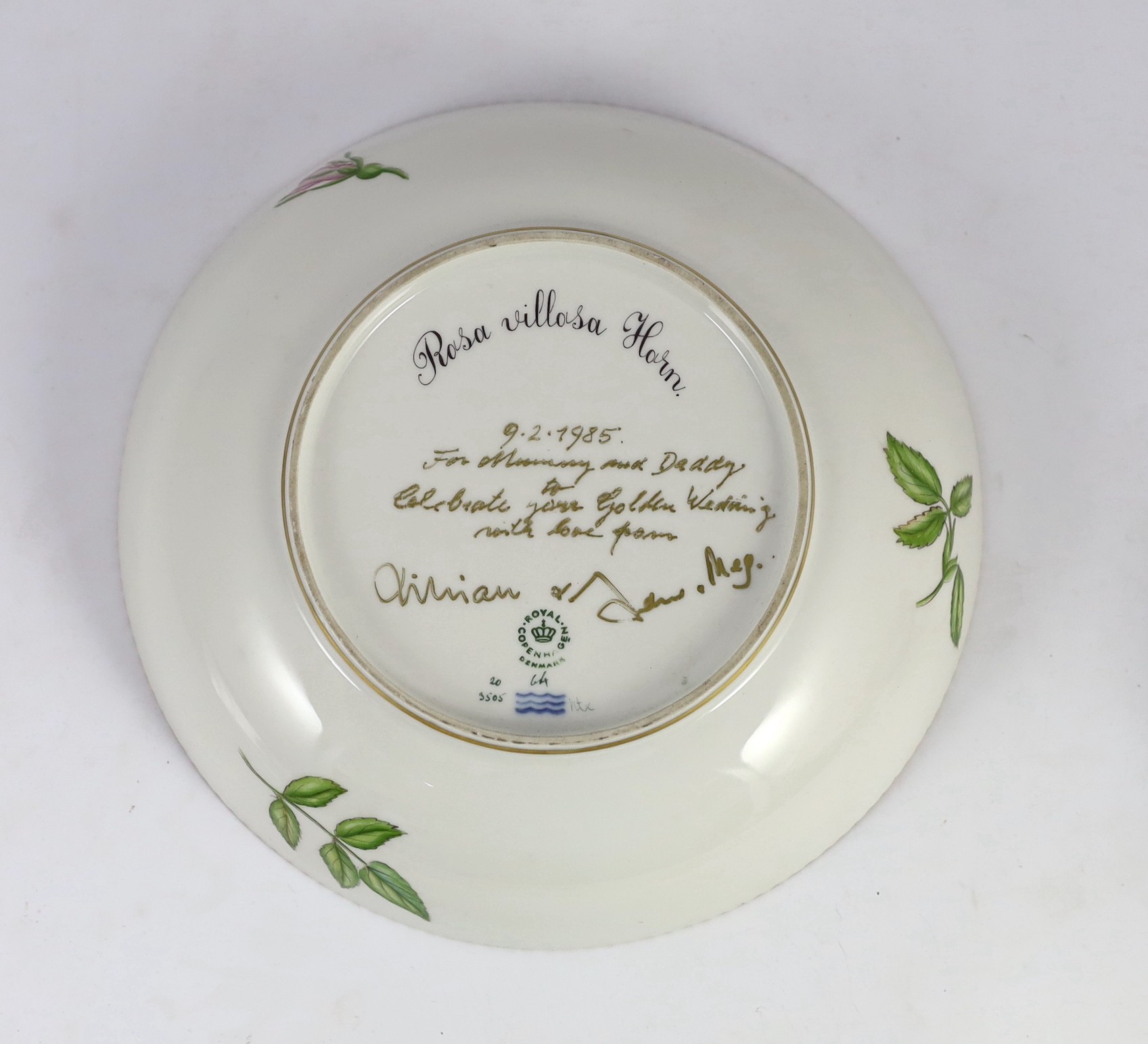 A Royal Copenhagen Flora Danica deep dish, c.1956 and a Copenhagen coffee cup, 19th century, (2)